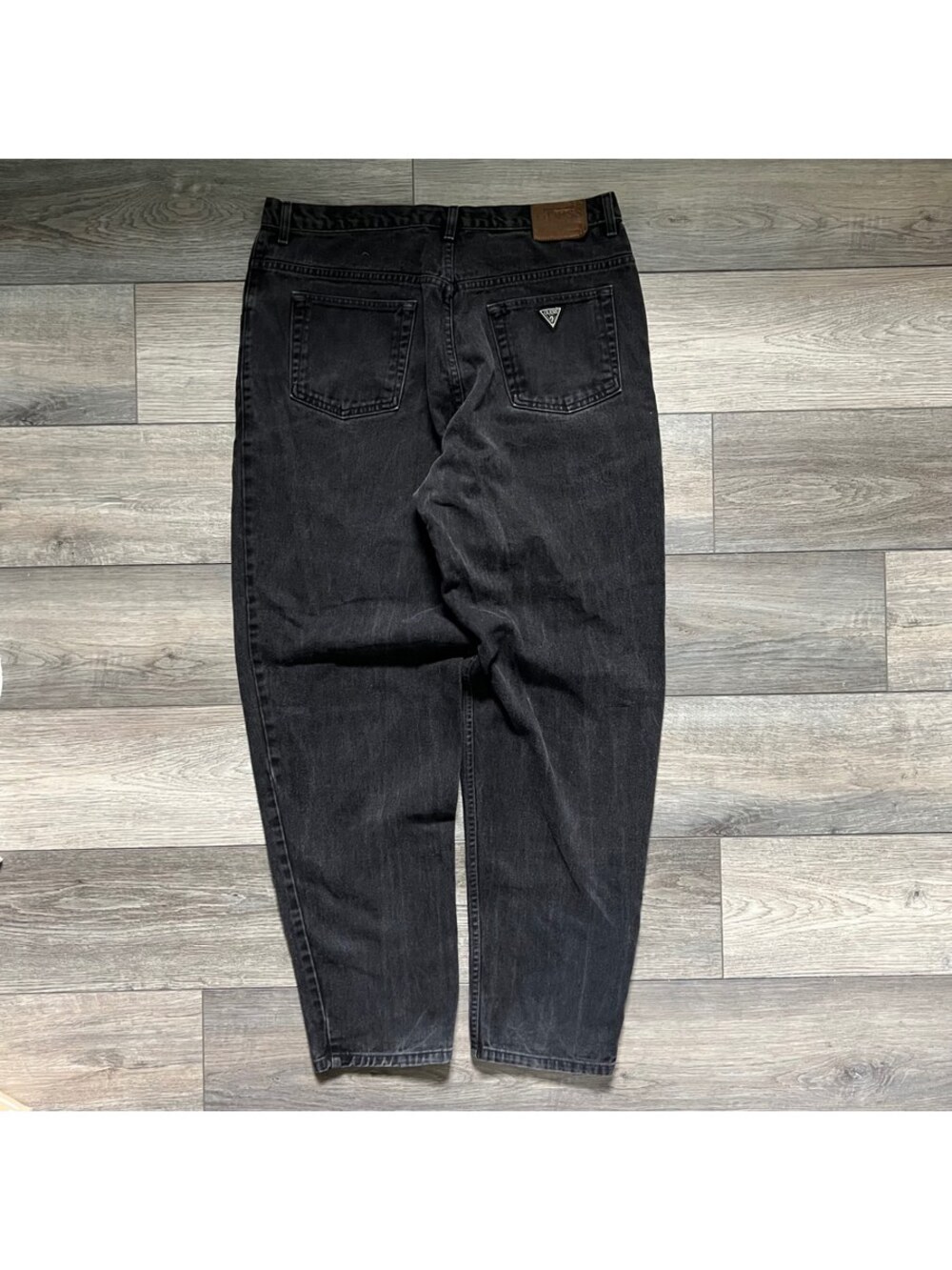 Vintage GUESS Men's 38x34 Pascal 075 Jeans Loose Baggy Fit Black Denim USA